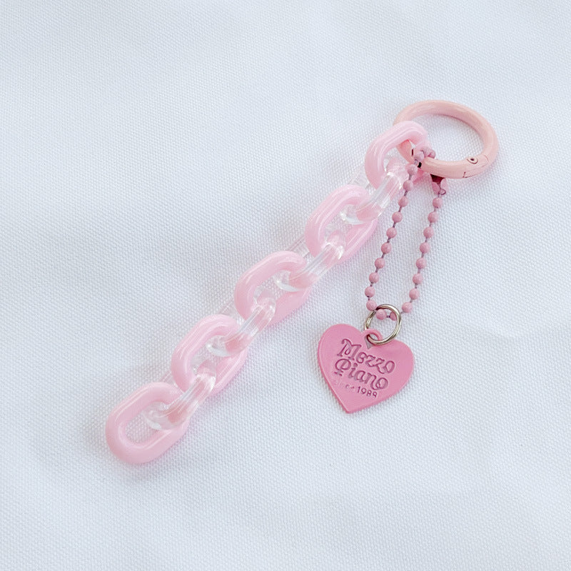 DIY Heart-Shaped Chain Keychain Accessory, Fresh and Colorful Open Chain Earphone Cover Backpack Decoration
