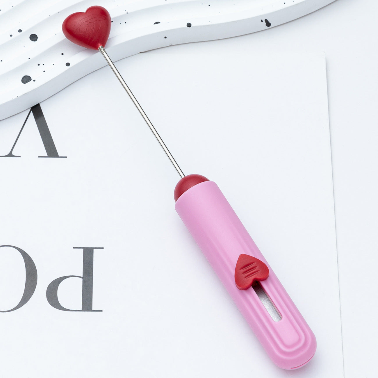 New DIY Beaded Utility Knife — Portable Package Opener, Paper Cutter, and Craft Knife — Cute Heart-Shaped Design (Ideal for Students & Office Use)