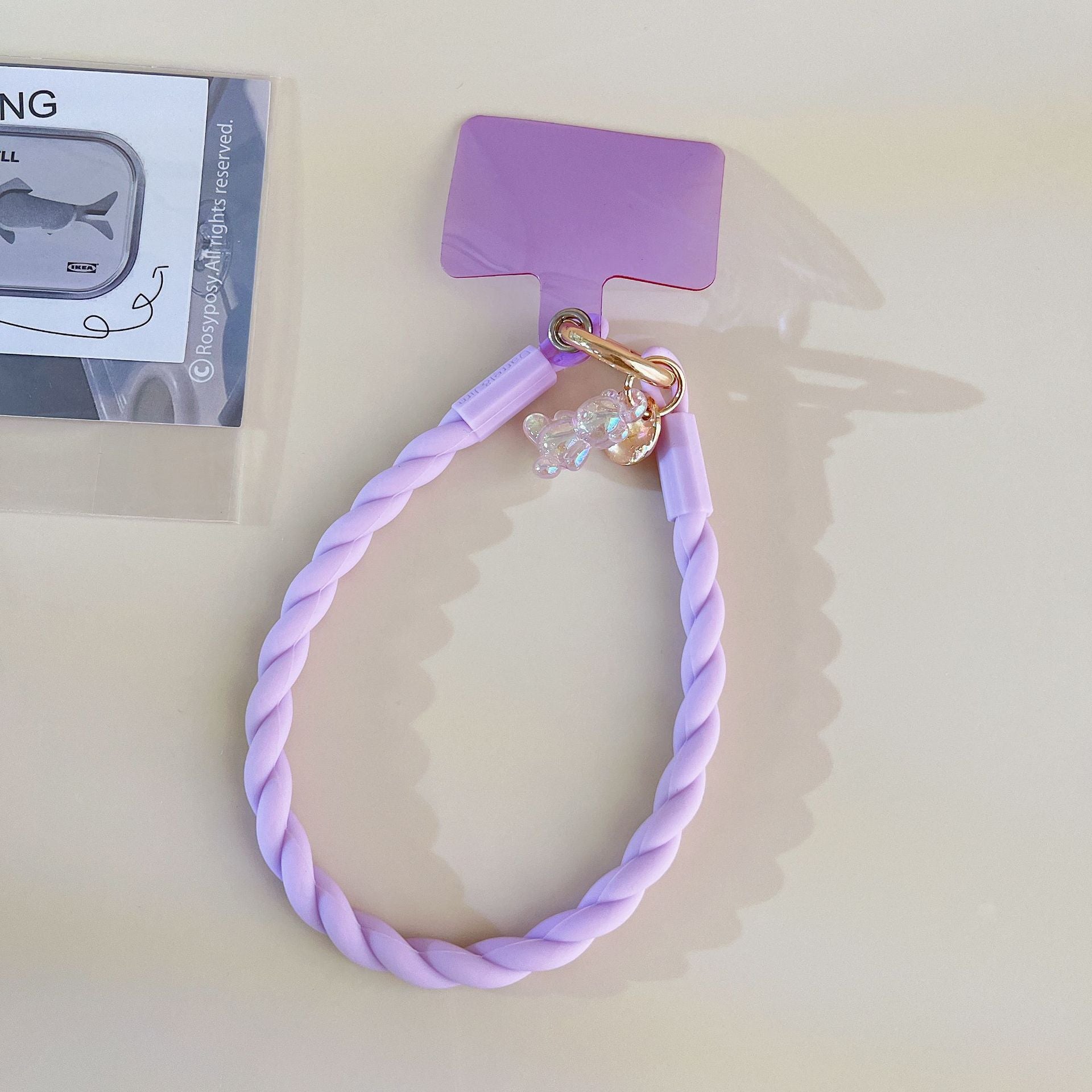 Macaron-Colored Silicone Phone Lanyard — Glow-in-the-Dark Bear Charm, Detachable Wrist Strap & Anti-Loss Phone Chain