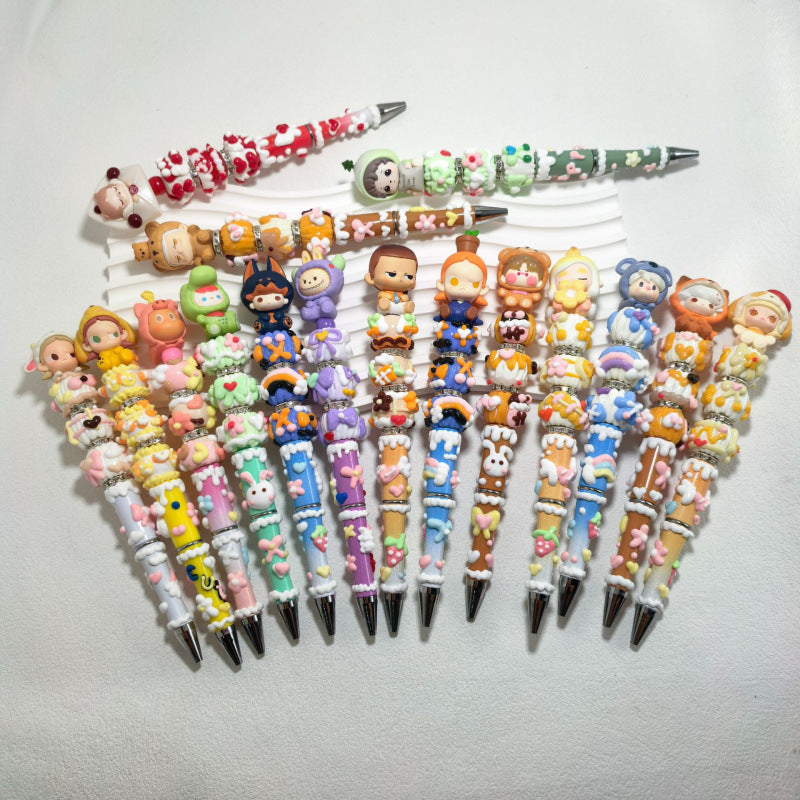 DIY Beaded Pen — Randomly Selected Handmade Ballpoint Pen with Hand-Painted Beads (Cute Style)