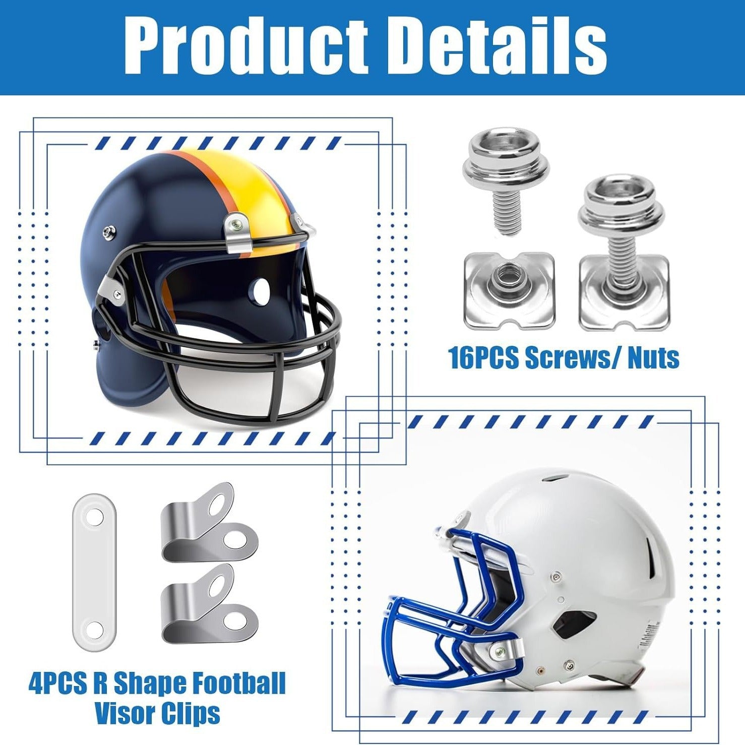 31-Piece Boxed Repair Kit: Replacement Screws and Parts for Football, Baseball, Hockey, and Softball Helmets