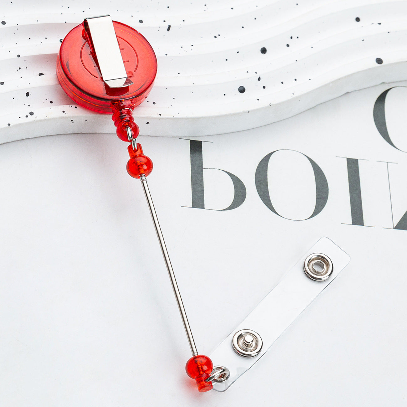 Retractable Badge Reel with Card Holder — DIY Beaded Keychain Accessory, Ideal for Nurses' ID Badges and Credentials