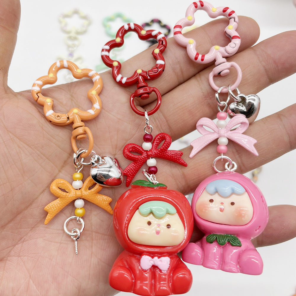 Small flower universal rotating spring buckle, flower opening ring, plum blossom spring ring, blind box perforated bean keychain DIY accessory