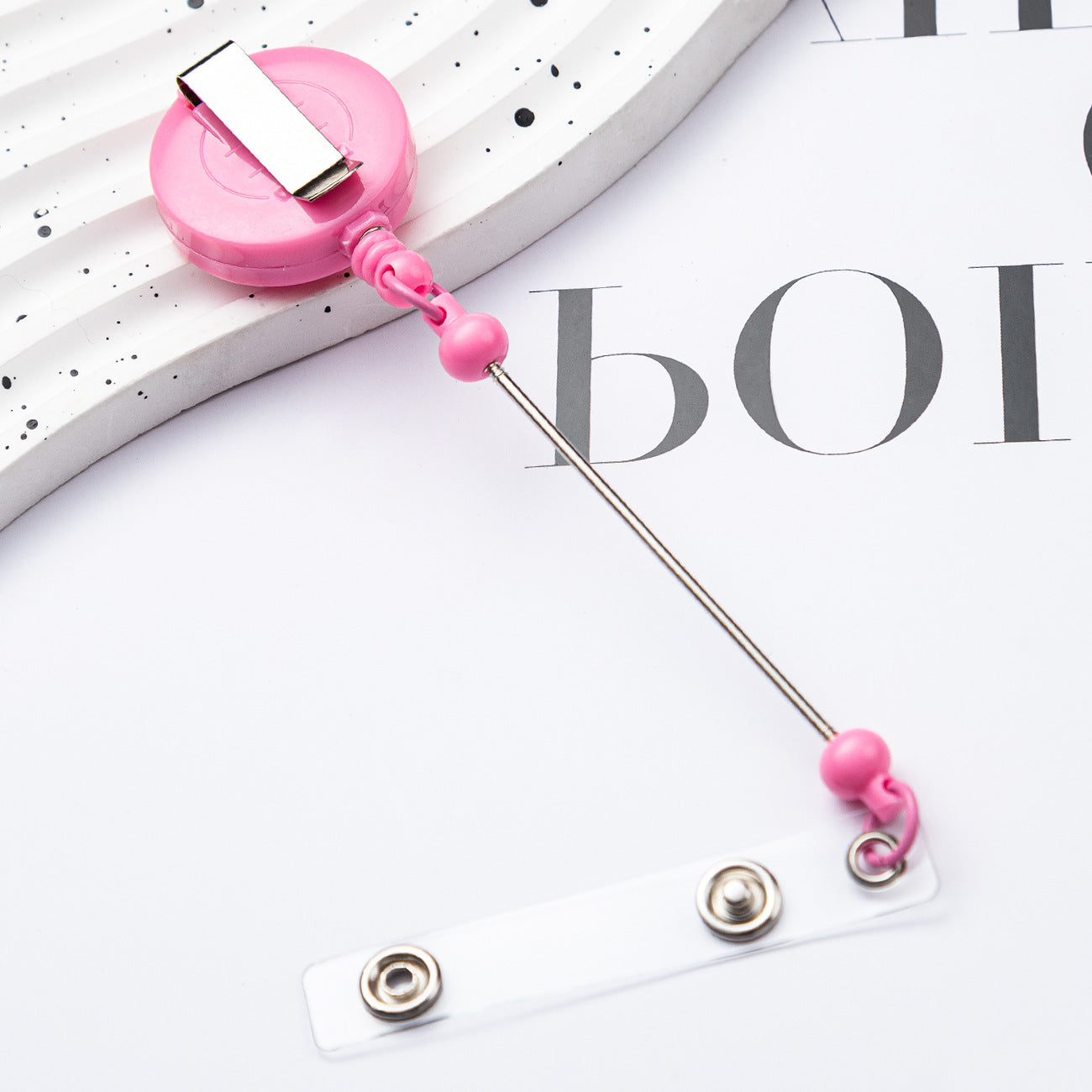 Retractable Badge Reel with Card Holder — DIY Beaded Keychain Accessory, Ideal for Nurses' ID Badges and Credentials
