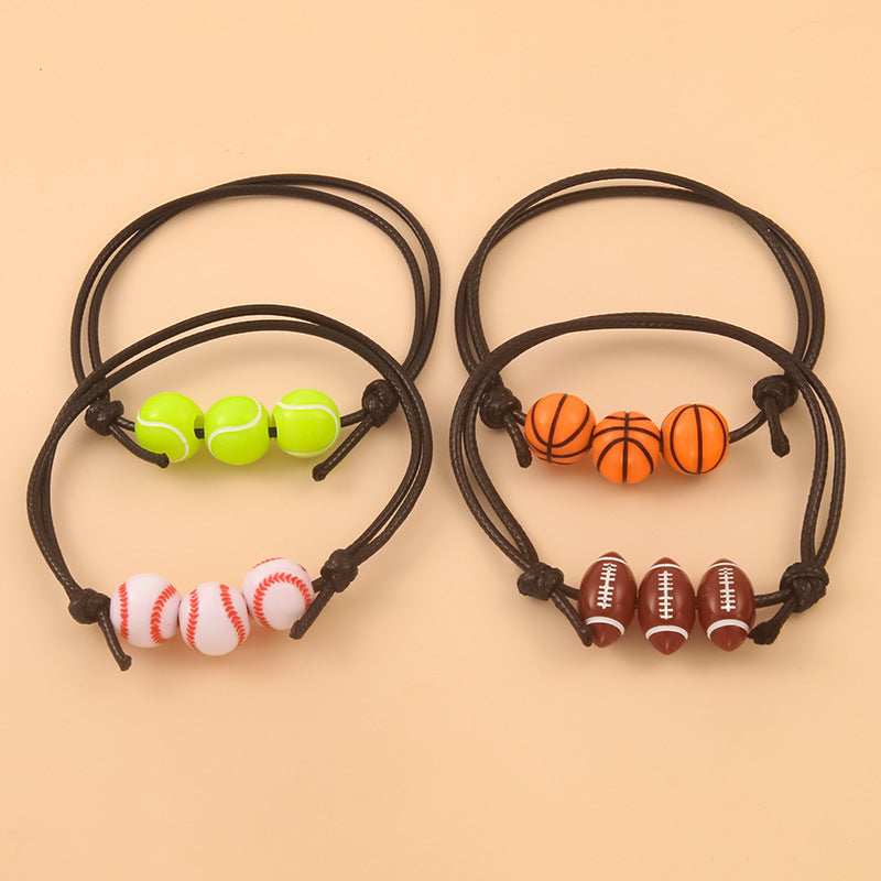Woven Beaded Bracelets: Basketball, Soccer, and Football Styles
