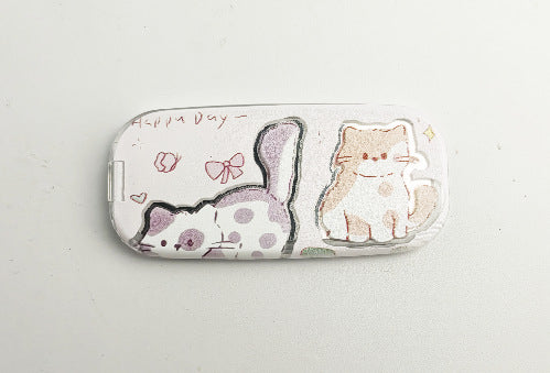 New Foldable Touch-up Mirror & Phone Stand — Cute Cartoon Puppy Design, Adhesive Backing, Dual Horizontal/Vertical Use, Stylish
