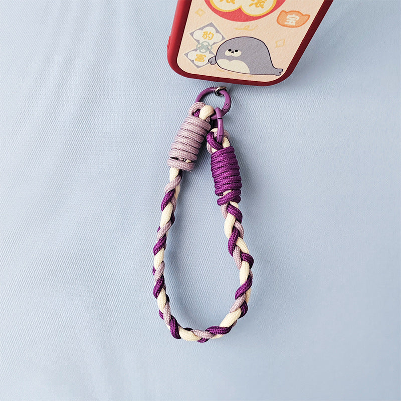 Dopamine-enhanced colored braided three-strand cable short rope, suitable for mobile phones, water bottles, and keychains.