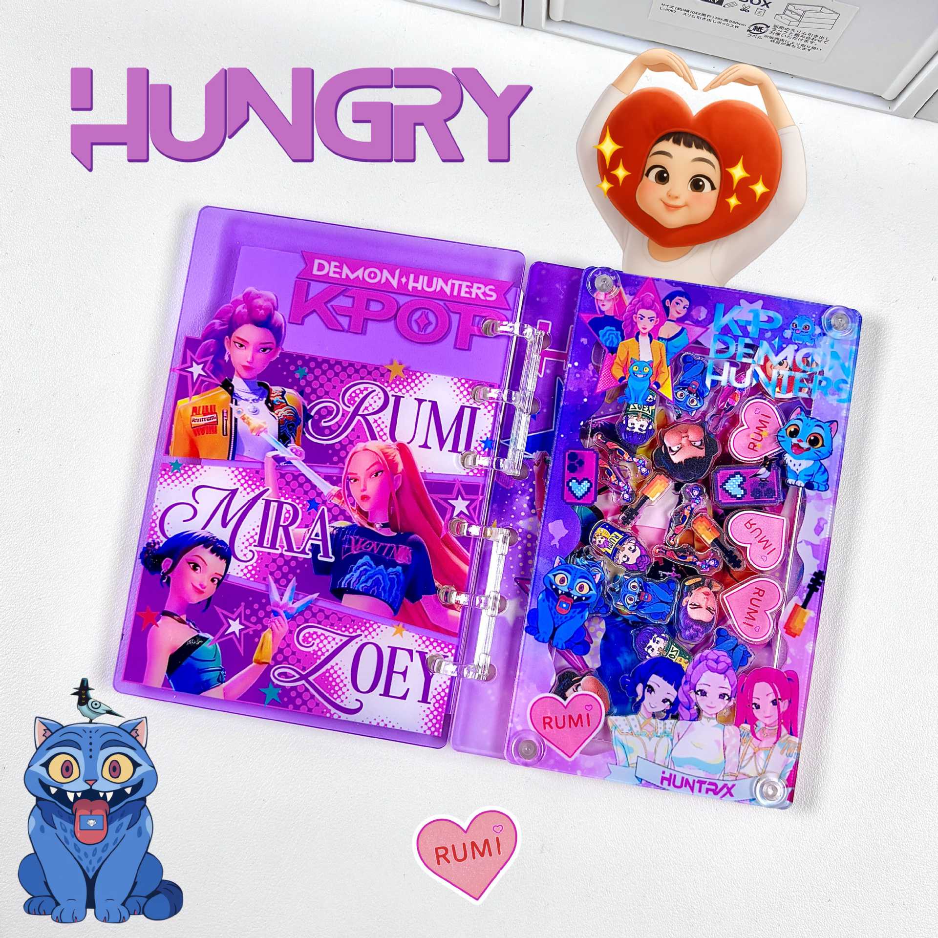 "Demon Huntress Squad" Shaker Notebook — A7 Acrylic Loose-Leaf Planner | Cute Cartoon-Style DIY Creative Shaker Journal