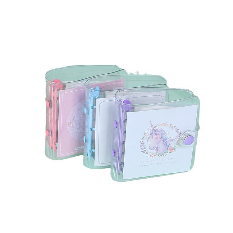Transparent PVC loose-leaf notebook with printed logo, metal mini loose-leaf coil notebook, customizable case