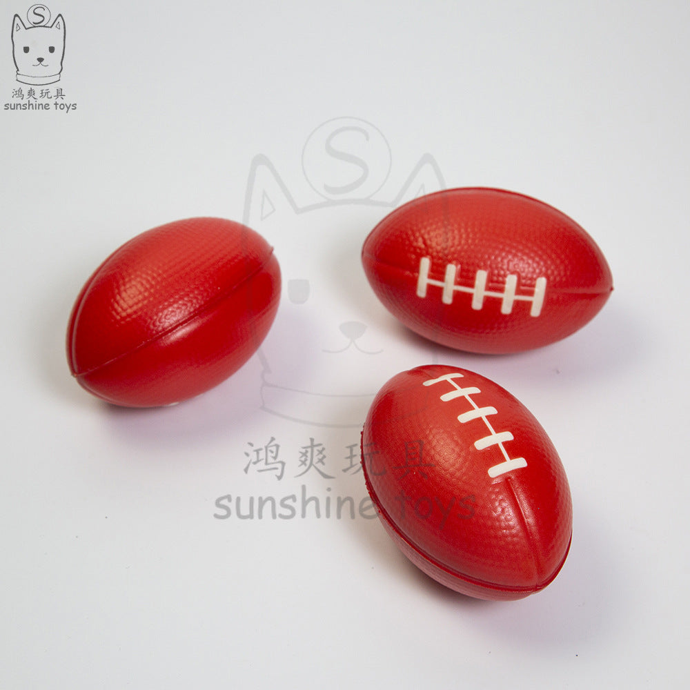 Brown Foam PU Rugby Ball — Children's Stress Relief Toy / Stress Ball with Printed Logo