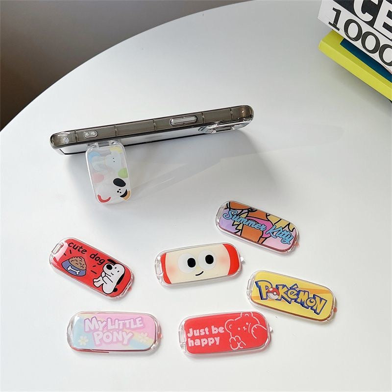 New Foldable Touch-up Mirror & Phone Stand — Cute Cartoon Puppy Design, Adhesive Backing, Dual Horizontal/Vertical Use, Stylish