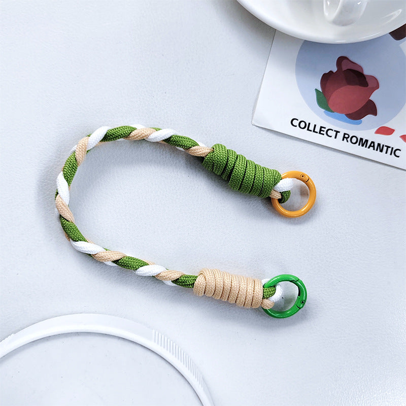 Dopamine-enhanced colored braided three-strand cable short rope, suitable for mobile phones, water bottles, and keychains.