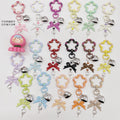 Small flower universal rotating spring buckle, flower opening ring, plum blossom spring ring, blind box perforated bean keychain DIY accessory