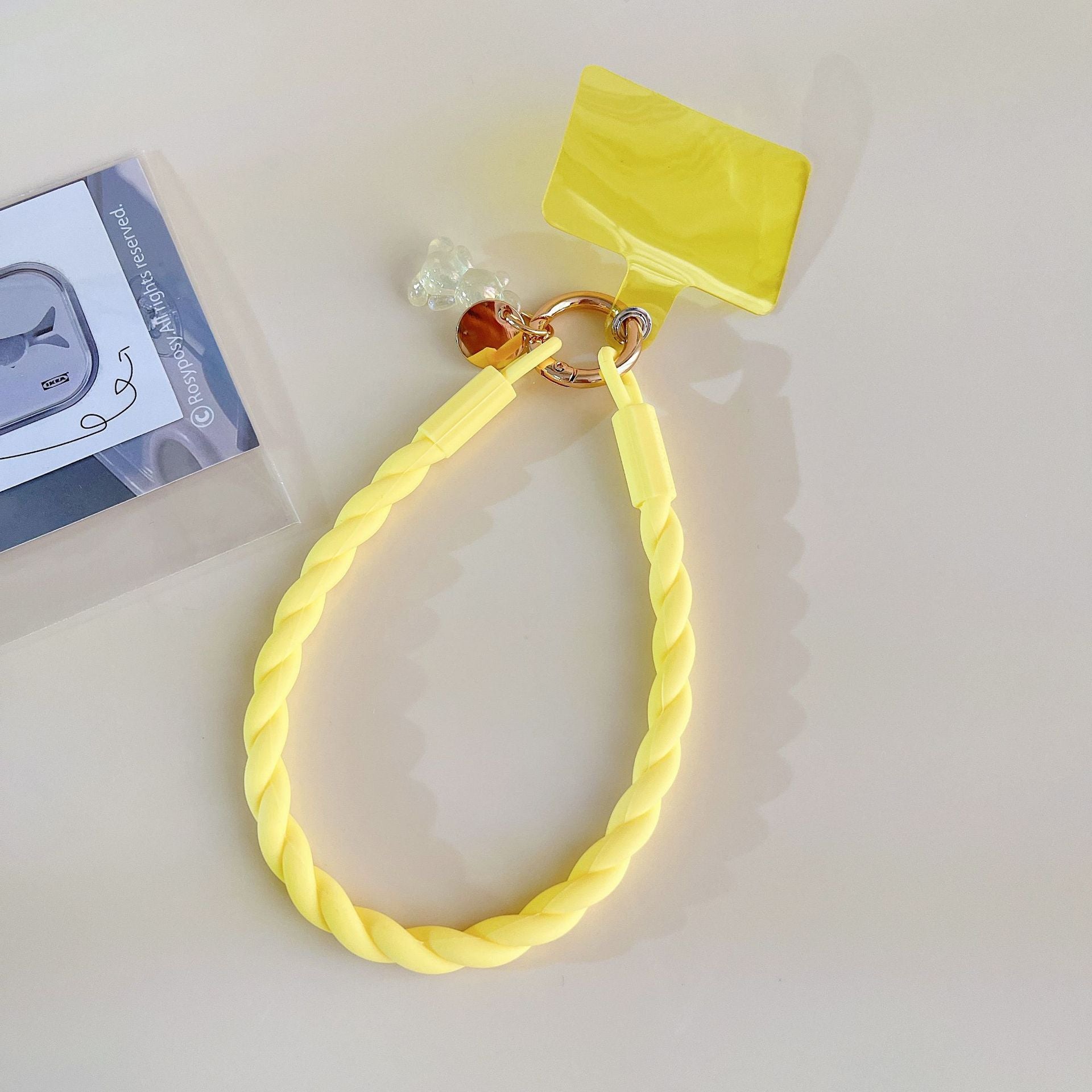 Macaron-Colored Silicone Phone Lanyard — Glow-in-the-Dark Bear Charm, Detachable Wrist Strap & Anti-Loss Phone Chain