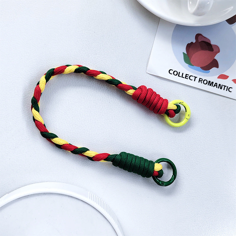 Dopamine-enhanced colored braided three-strand cable short rope, suitable for mobile phones, water bottles, and keychains.