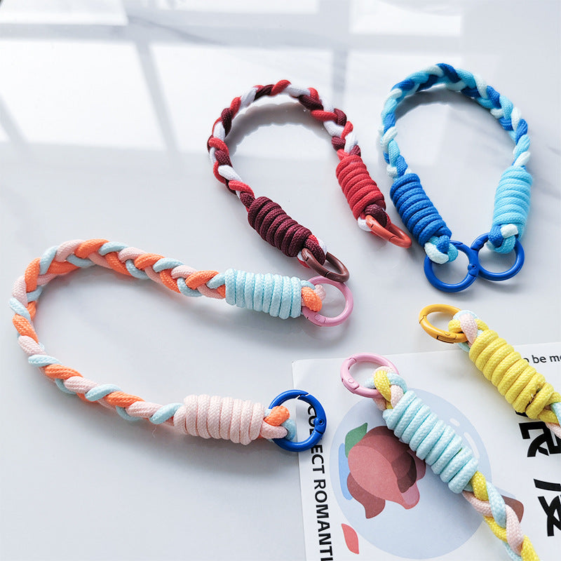 Dopamine-enhanced colored braided three-strand cable short rope, suitable for mobile phones, water bottles, and keychains.