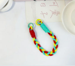 Dopamine-enhanced colored braided three-strand cable short rope, suitable for mobile phones, water bottles, and keychains.