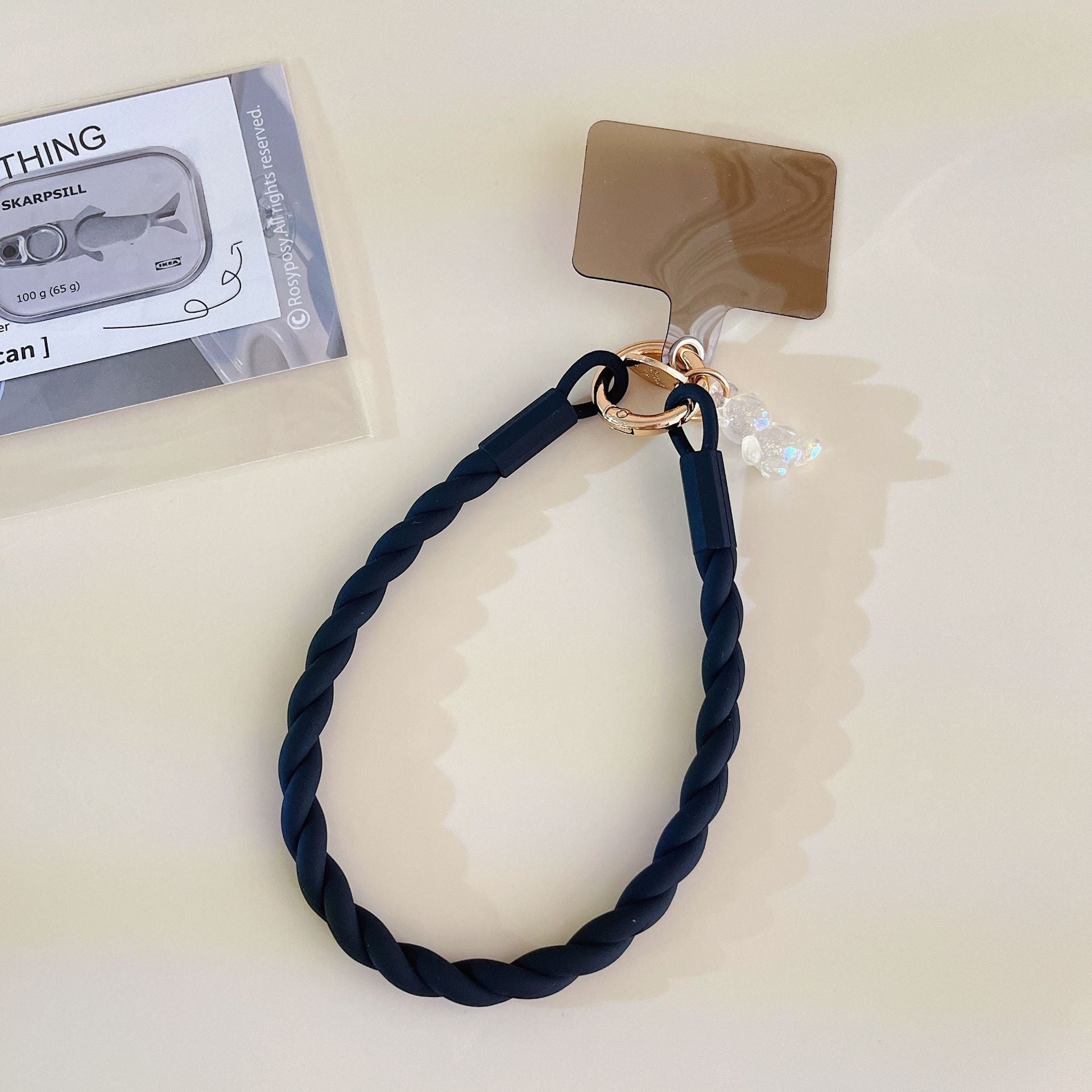 Macaron-Colored Silicone Phone Lanyard — Glow-in-the-Dark Bear Charm, Detachable Wrist Strap & Anti-Loss Phone Chain