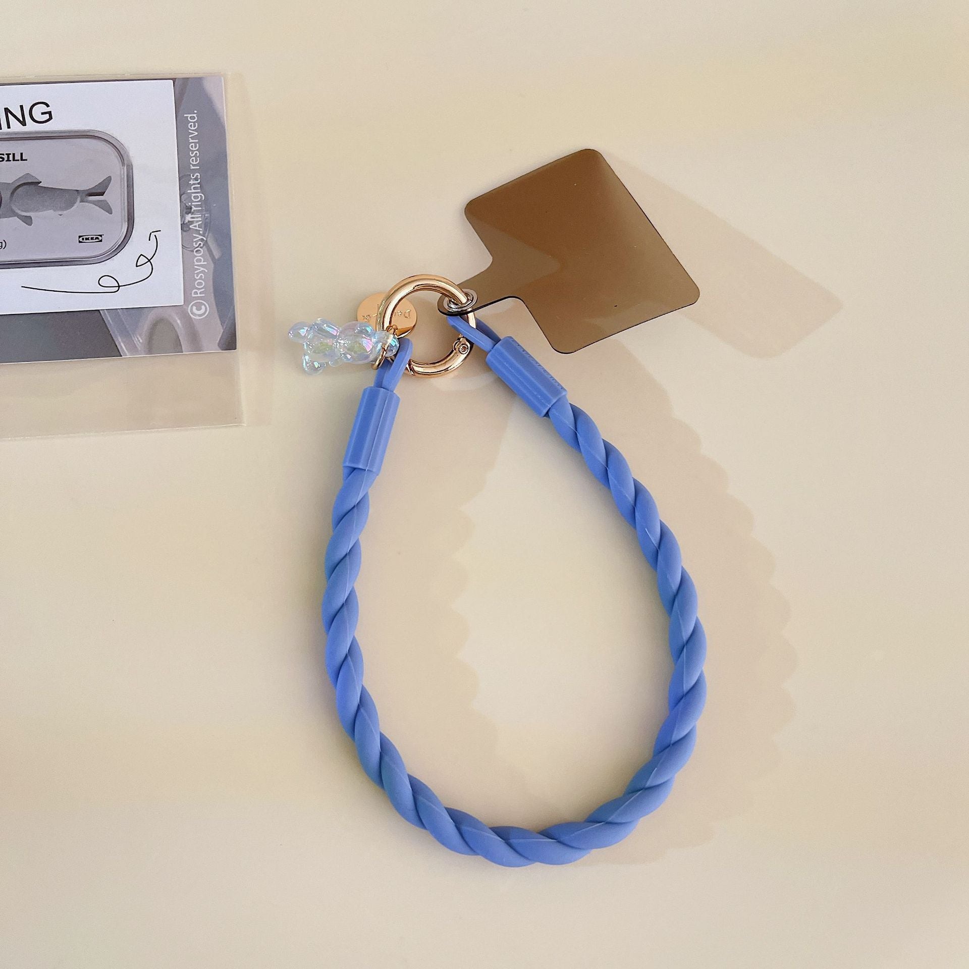 Macaron-Colored Silicone Phone Lanyard — Glow-in-the-Dark Bear Charm, Detachable Wrist Strap & Anti-Loss Phone Chain